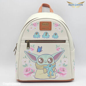 Loungefly Star Wars The Mandalorian Grogu With Frogs & Flowers Mini Backpack